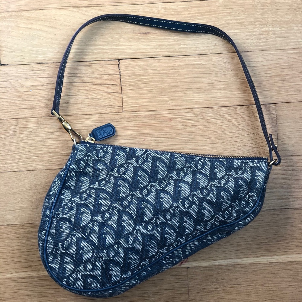 Christian Dior Vintage Navy Saddle Bag